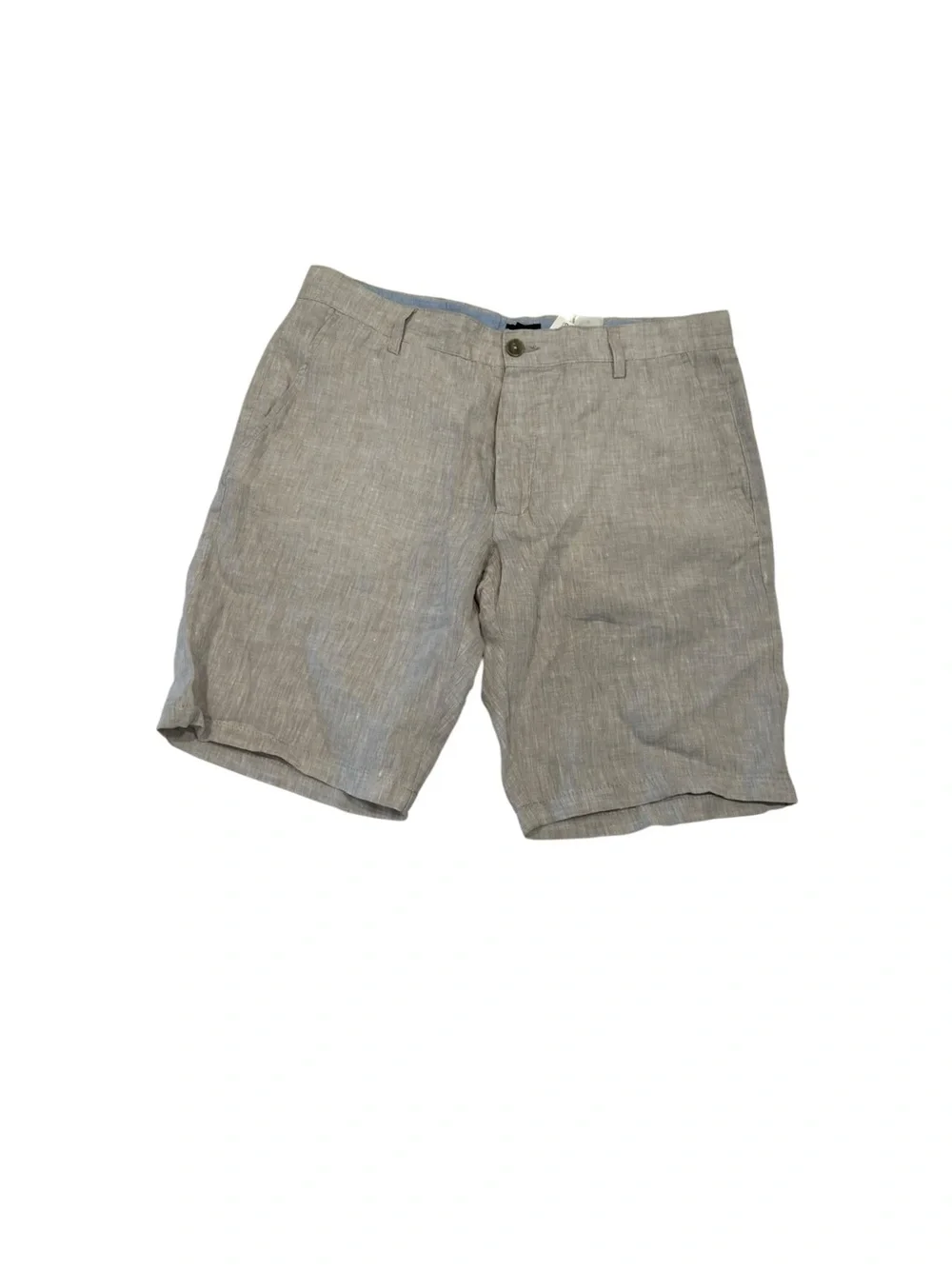 H&M New NWT Light Gray Linen 100%  Flat Front Shorts 34 R
